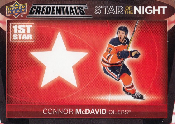 insert karta CONNOR McDAVID 21-22 Credentials 1st Star of the Night číslo 1S-1